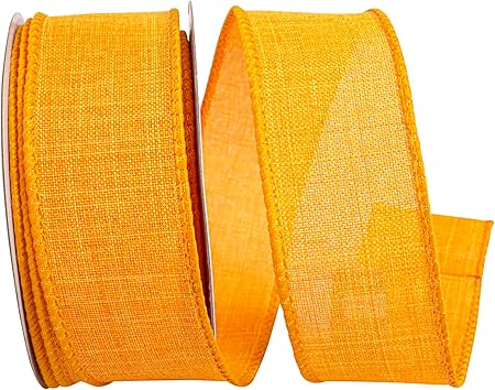 Reliant Ribbon 92573W-058-09F Everyday Linen Value Wired Edge Ribbon, 1-1/2 Inch X 10 Yards, Orange