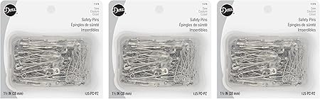 Dritz, 1-1/2 Inch (38mm), Silver, 3-Pack (375 Count) Safety Pins, 375 Pack