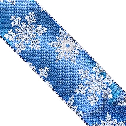 Reliant Ribbon Lame Snowflakes Royal Wired Edge Ribbon, 2-1/2 Inch X 10 Yards, Royal/silver