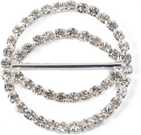 Expo International Round Double Ring Crystal Rhinestone Buckle, One Size