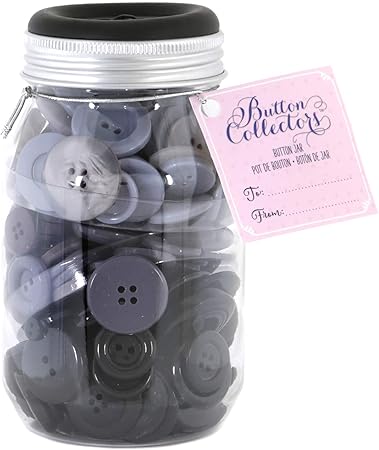 Blumenthal Lansing , Gray and Black Mason Jar of Craft Sewing Buttons