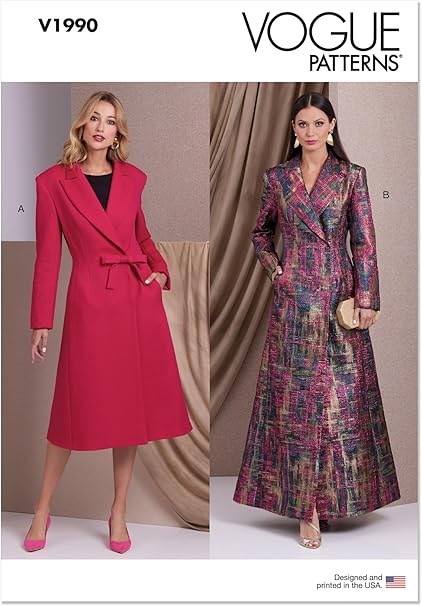 Vogue Misses' Lined Coats Sewing Pattern Packet, Sizes 18-20-22-24-26, Multicolor