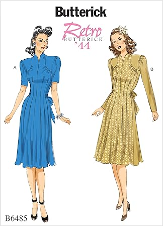 Butterick Patterns Dresses With Shoulder And Bust Detail, Waist Tie, And Sleeve Variations, E5 (14-16-18-20-22)