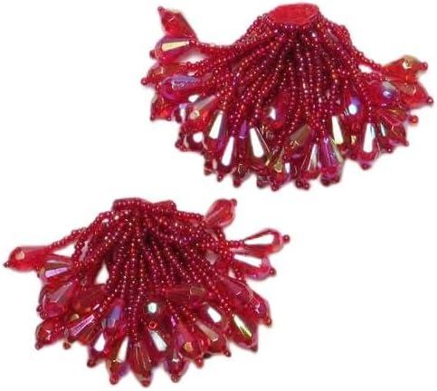 Expo International Beaded Pom Sequin Pack of 2 Patches/Appliques, Red