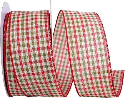 Reliant Ribbon Holiday Country Plaid Value Wired Edge Ribbon, 2-1/2 Inch X 50 Yards, Red/green