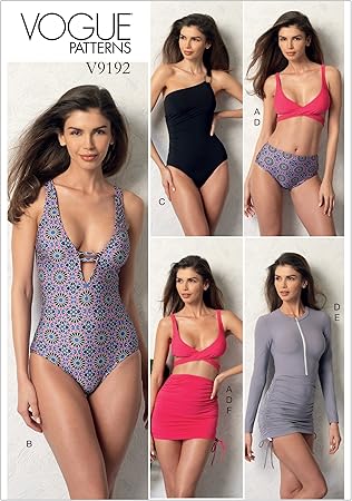 Vogue Patterns Casual Misses' Wrap-Top Bikini, One-Piece Swimsuits, And Cover-Ups, 14-16-18-20-22, Green