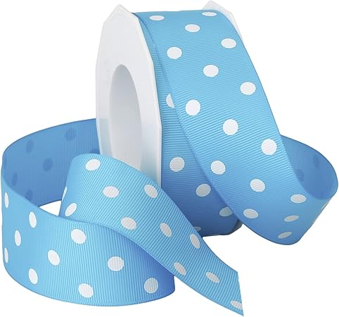 Morex Grosgrain Dot Ribbon, 1-1/2-Inch by 20-Yard Spool, Turquoise with White Dots (3908.38/20-340)