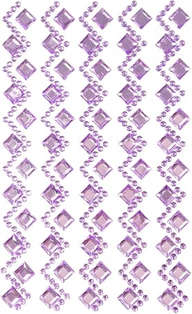 Wrapables Diamond and Round Acrylic Self Adhesive Crystal Gem Stickers, Purple