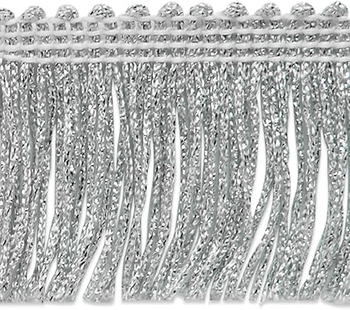 Expo International 20-Yard Metallic Chainette Fringe Trim, 2-Inch, Silver