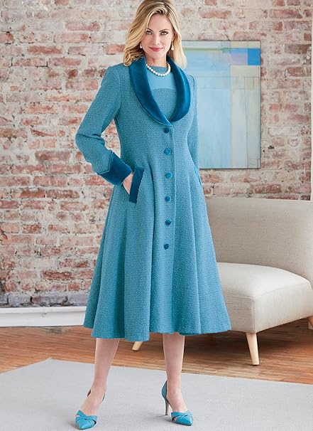 Butterick Misses' Coat and Dress Sewing Pattern Kit, Code B6868, Sizes 18W-20W-22W-24W, Multicolor