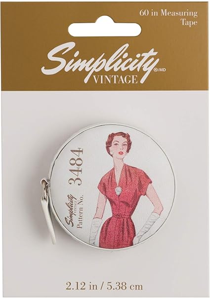 Simplicity Vintage 1950's Fashion Sewing Measuring Tape, Measures up to 60'', 2.1'' D