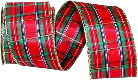 Reliant Ribbon Regalia Plaid Wired Edge Ribbon, 2-1/2 Inch X 10 Yards, Multi