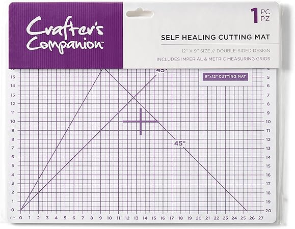 Crafter's Companion Cutting Mat for Paper and Card Crafting & Cutting Projects-12 x 9 Inch, Clear