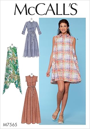 McCall's Patterns Misses Shirtdresses with Sleeve Options and Belt