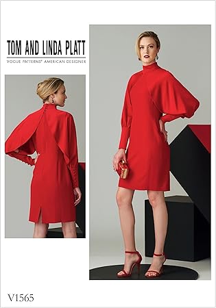 Vogue Patterns Misses' High Neck Dress With Full Sleeves, Orange