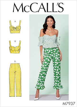 McCall's Patterns McCall's Women's Pants, Crop Tank, Shoulder Top, Sizes 14-22 Sewing Pattern, White