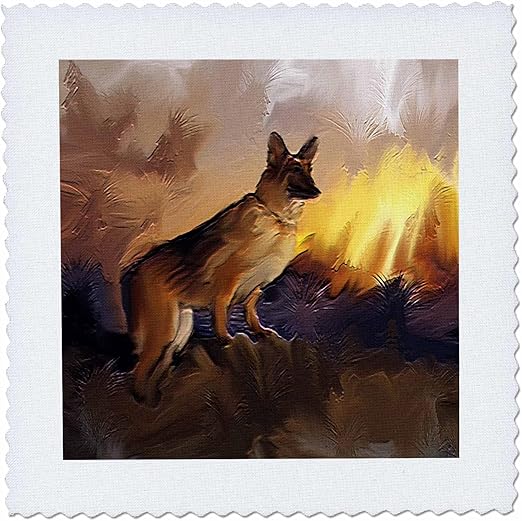 3dRose qs_3345_1 German Shepherd Quilt Square, 10 by 10-Inch