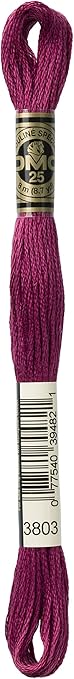 DMC 117-3803 Mouline Stranded Cotton Six Strand Embroidery Floss Thread, Medium Dark Mauve, 8.7-Yard