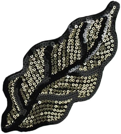 Expo International Ornate Leaf Sequin Patches/Appliques, Black/Gold, 7 1/2