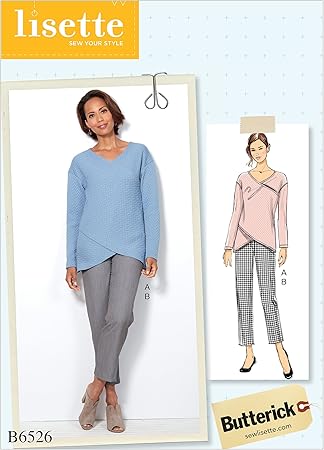 Butterick Patterns Misses' Crossover Knit Top and Side-Seam-Detail Pants Sewing Pattern, E5 (14-16-18-20-22)