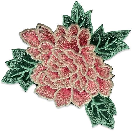 Expo International Chante Iron On Embroidered Flower Patches/Appliques, Coral