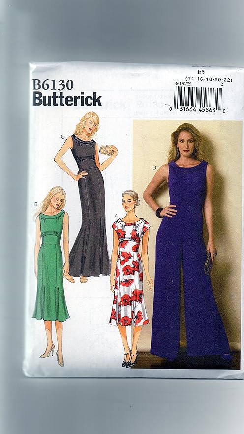 Butterick Patterns B6130 Misses' Dress and Jumpsuit Sewing Template, Size A5 (6-8-10-12-14)