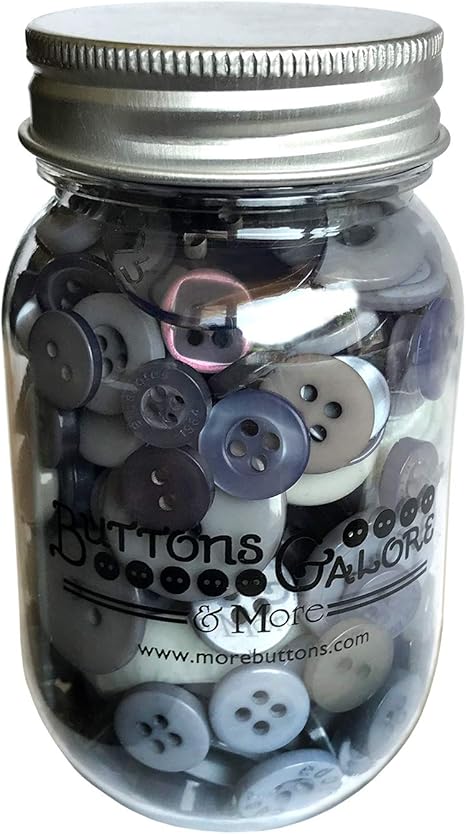 Buttons Galore Smokey Greys Buttons Mason Jar