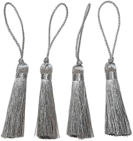 Trims by The Yard 2” Fiber Mini Keychain Tassels, Polyester-Made Tassel, Versatile Tassels for Crafts, Fashion, and Home Decoration, Pack of 4