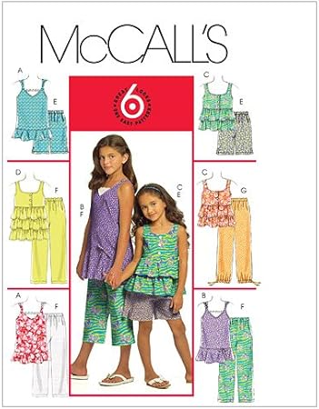 McCall's Patterns M5573 Children's/Girls' Tops, Shorts and Capri Pants, Size CX (XSM-SML)