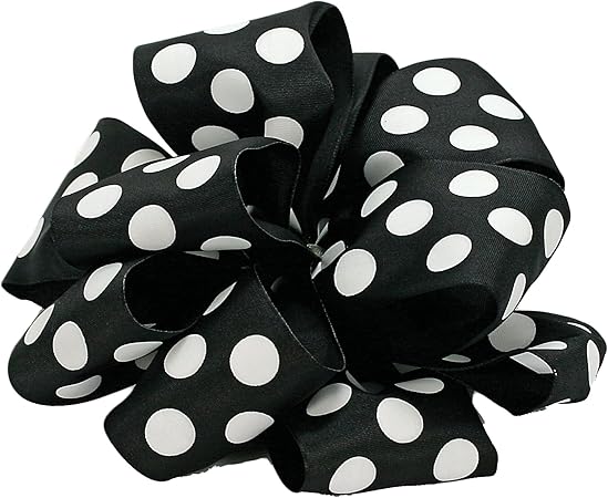 Offray Wired Edge Ringleader Dots Craft Ribbon, 2-1/2-Inch Wide by 10-Yard Spool, Black/White