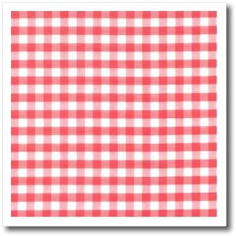 3dRose ht_113016_3 Red White Gingham Pattern Retro Check Rustic Italian Kitchen Dining-Iron on Heat Transfer for Material, 10 by 10-Inch, White