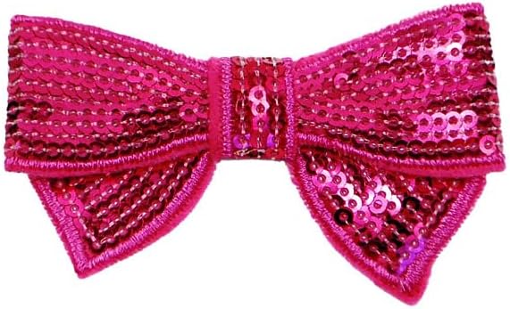 Expo International 3-D Mini Bowtie Sequin Patches/Appliques, Bright Fuchsia