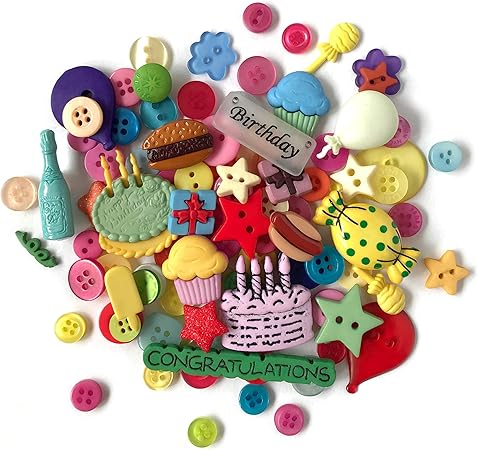 Buttons Galore and More Collection Round Novelty Buttons & Embellishments Based on Variety of Themes, Holidays and Seasons for DIY Crafts, Scrapbooking, Sewing, Cardmaking and other Projects – 50 Pcs