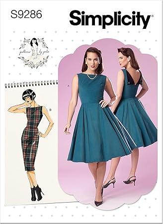 Simplicity SS9286A5 Misses' Fold-Back Facing Dress Packet, Code 9286 Sewing Pattern, Sizes 6-14, White