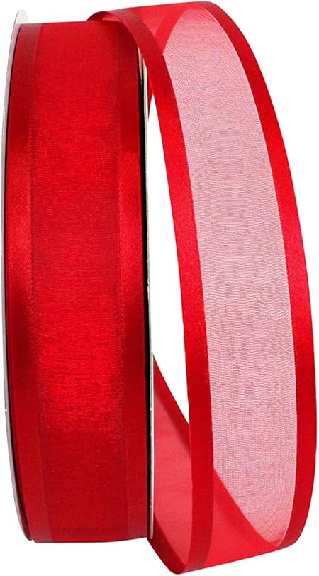 Reliant Ribbon Sheer Satin Edge 2 Ribbon, 1-1/2 Inch X 100 Yards, Red