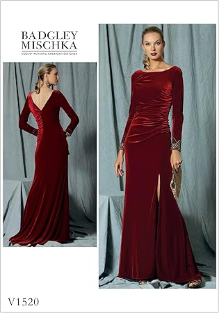 Vogue Patterns Women's Formal Long Sleeve Dress Sewing Pattern by Badgley Mischka, Sizes 14-22