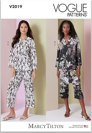 Vogue Misses' Lounge Sets Sewing Pattern Packet by Marcy Tilton, Design Code V2019, Sizes XS-S-M-L-XL, Multicolor