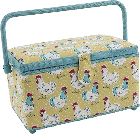 Dritz Medium, Yellow Chickens Sewing Basket