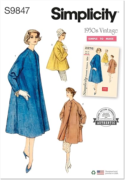 Simplicity Misses Coat Sewing Pattern, Multicolor 2 Piece