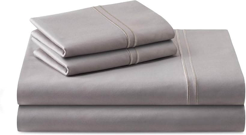 MALOUF Supima Premium Cotton Sheets-100 Percent American Grown Long Staple-Sateen Weave-Extra Deep Pockets-Single Ply-600 Thread Count-California Flax, Cal King