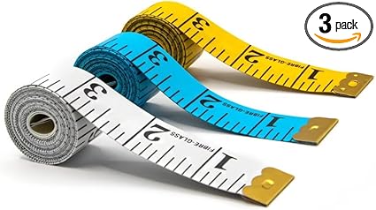 odditon Soft Tape Measure, Double Scale Body Sewing Flexible Ruler, 60-inch/150 CM, for Weight Loss and Clothing Design(Blue,White,Yellow)