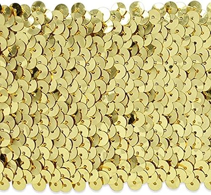 Trims by the Yard 8-Row Sequin Stretch Trim, 2 3/4-Inch Versatile Sequins for Crafts, Durable Sequin Trim for Costumes, Fashion, and Home Decor, 10-Yard Cut, Gold