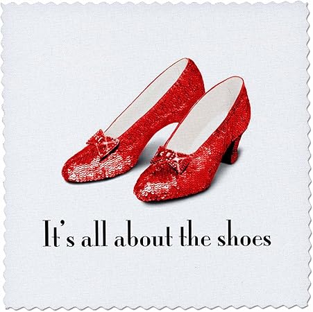 3dRose qs_108339_4 Its All About The Shoes, Ruby Slippers Wizard of Oz-Quilt Square, 12 by 12-Inch