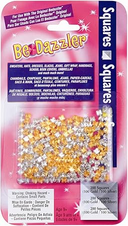 SAS BDZQ Be Dazzler Stud Refill, Squares Gold and Silver, 200-Pack