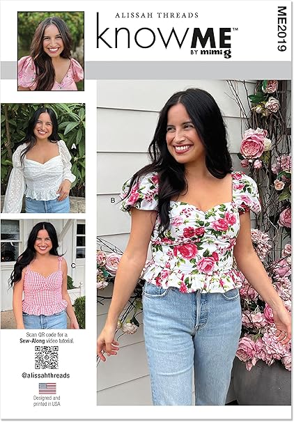 Know Me Misses' Spring Tops Sewing Pattern Packet by Alissah Threads, Design Code ME2019, Sizes 18-20-22-24-26