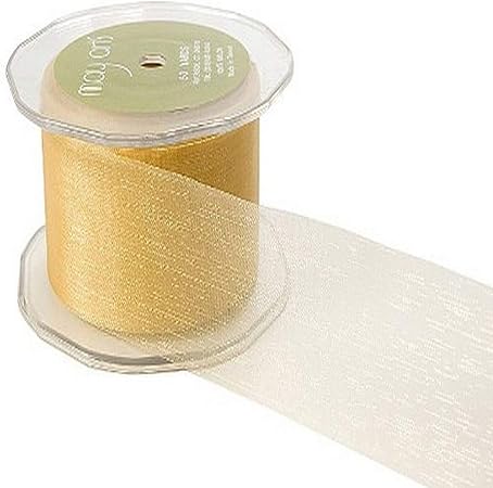 May Arts 1-1/2-Inch Wide Ribbon, Gold Sheer