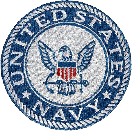 Desert Cactus United States Navy Embroidered Appliqué Patch Sew or Iron On Blazer Jacket Bag (Patch - 3 Inch Blue White Logo)