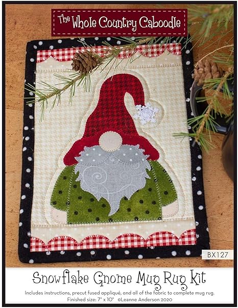 The Whole Country Caboodle Snowflake Gnome Mug Rug Kit Pattern, Small