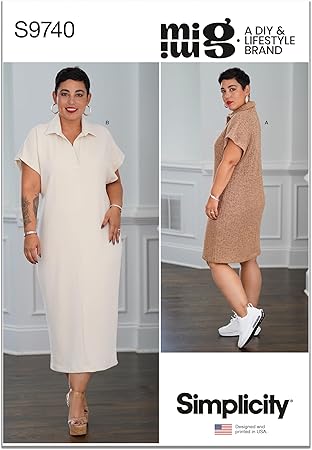 Simplicity Misses' Collared Knit Dress Sewing Pattern Packet by Mimi G Style, Code S9740, Sizes 12-14-16-18-20, Multicolor