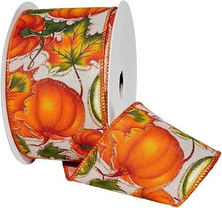 Morex Ribbon Wired Taffeta Harvest Plaid Ribbon, 2.5 inch by 10 yards, Orange, 7794.60/10-720